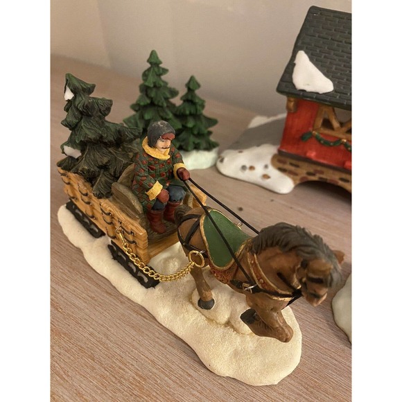 Dept 56 Lighted Church, Christmas Village Bridge, Sleigh, Kids, Carolers, & Snow - Picture 5 of 11